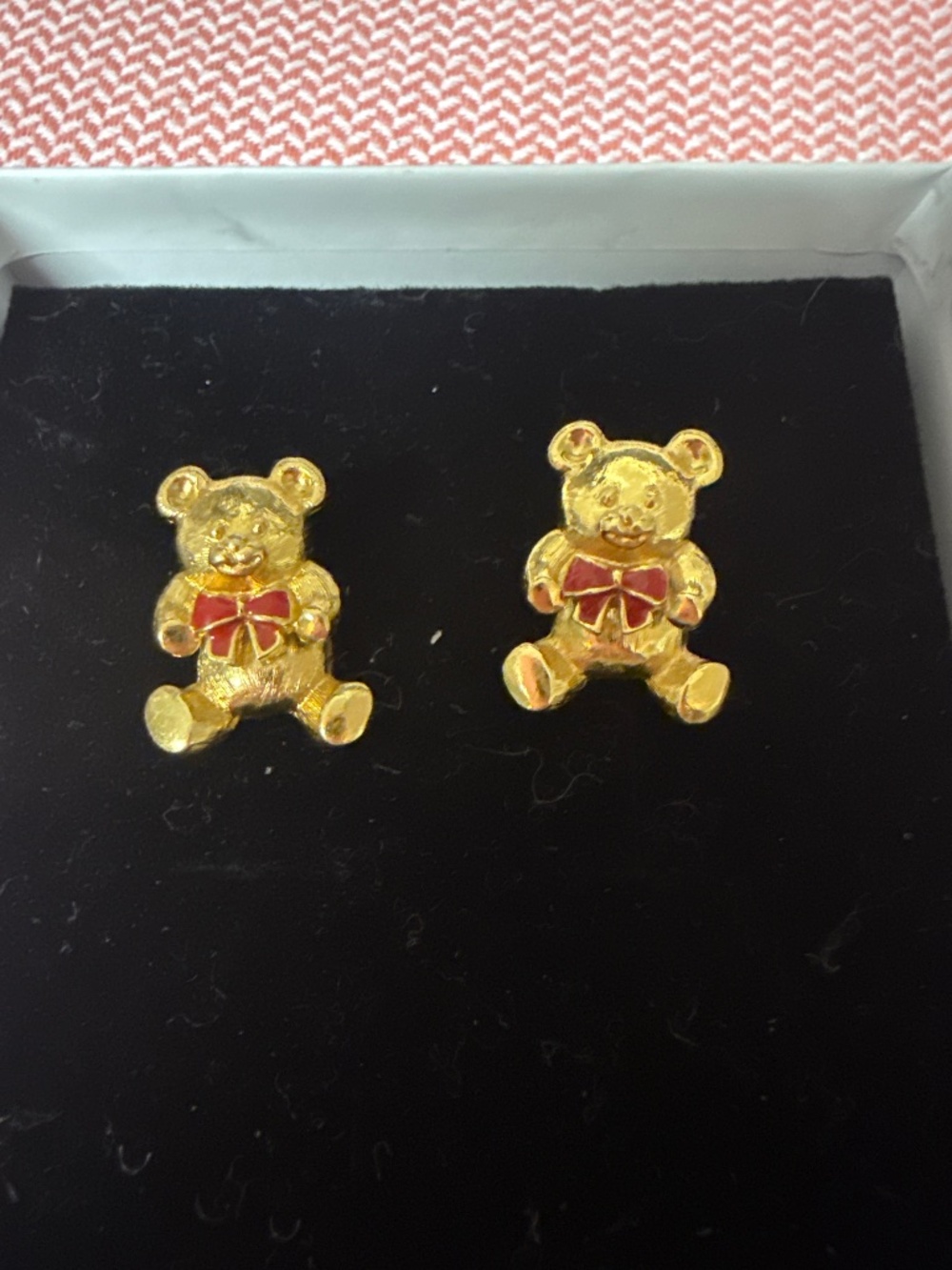 Avon Gold Toned Teddy Bear Earrings